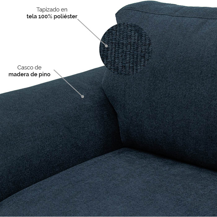 Sofa Tela Azul Oscuro Zilo | Sofá | salas